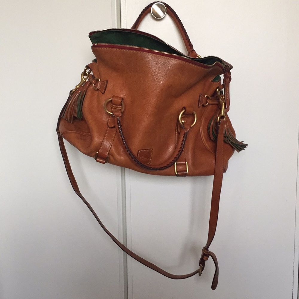 A Dooney and Bourke handbag, in camel brown, used